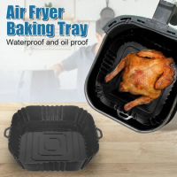 Silicone Tray 1PCS Fried Chicken Pizza Mat Air Fryer Oven Baking Tray Baking Tool Food Grade Oilless Pan Air Fryer Accessories