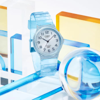 【CASIO 卡西歐】色彩繽紛半透明輕薄腕錶/藍 數字款(MQ-24S-2B)