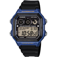 【CASIO 卡西歐】復古撞色亮眼時尚腕錶 黑x藍(AE-1300WH-2AVDF)