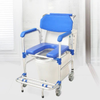 Portable Elderly Potty Chair Shower Transport Chair Commode Chair Toilet Seat Commode Chair Padded Toilet Seat with Casters