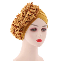 Big Flowers Robux Turbans for Women Kippa Chapeau Africain Femme New Bonnet Muslim Hat Fashion Chemo Cap for Lady Girl
