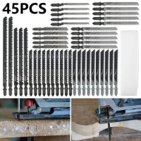 45pcs Universal Jig Saw Blade Set HCS High Carbon Steel Assorted Blades Fast Cut Down Jig Saw Knife Wood Plastic Metal Jig Saw