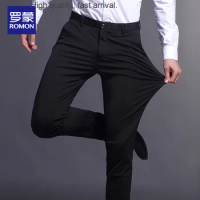 Men's Casual Pants Fall Slim Fit Stretch Long Skinny Pants Korean Business Men's Straight Cargo Suit Pants Fashion