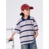 Boy's short-sleeved POLO shirt, large children's summer dress-collar T-shirt, short-sleeved striped 