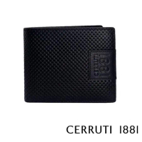 【Cerruti 1881】義大利頂級小牛皮12卡短夾 KLAUS系列(黑色 CEPU05539M 贈原廠送禮提袋)