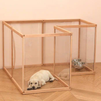 Small dog rabbit transparent solid wood cage dog pen indoor household dog cage