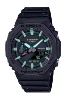 CASIO 卡西歐 G-Shock 類比數位黑色樹脂錶帶男士手錶 GA-2100RC-1ADR