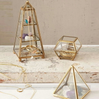 歐式玻璃首飾盒三層飾品收納復古首飾珠寶盒手表珠寶展示架道具