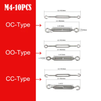 M4 M5 M6 M8 M10 Stainless Steel 304 Adjust Chain Rigging Hooks &amp; Eye Turnbuckle Wire Rope Tension Device Line Oc Oo Cc Type 4.9