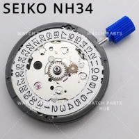 Genuine Japan Seiko NH34 Automatic Movement GMT Date At 3 TMI/SII Original Automatic Mechanical Watch Movement Replacement Parts