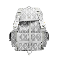 Dior 迪奧 Hit the Road 帆布雙釦後背包(灰)