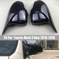 Sticker Trim Car-styling Carbon Fiber Auto Parts Car Side Door Rearview Mirror Cover Caps Fit for Toyota Mark X Reiz 2010 - 2016
