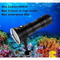 HISWN DR01攝影拍照潜水手電筒 IPX8深潜水 4000流明 1865026650通用 拍照補光潜水手電筒