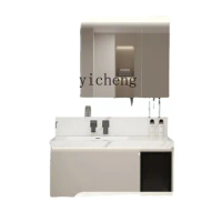 XL Ceramic Whole Washbin Bathroom Cabinet Stone Plate Seamless Integrated Splicing Smart Mirror Bathroom Cabinet