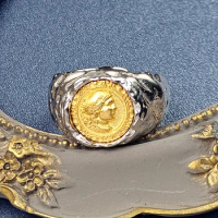 925 Sterling silver Moon Goddess ancient coin ring Queen gold gold gold bump bump ins wind ring tide