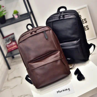 Casual Men's Travel Bag Trend Men's Bag Backpack Student High School Bag Pu Leather Fashion Korean Version Backpack