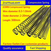 65MN Strong Compression Spring Steel Mechanical Cylindrical Spiral Coil Rotor Return Force Diameter 0.3-1.0mm Length 300mm