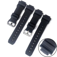 16mm Rubber Strap for Casio G-SHOCK DW-9052/9051/9050/004C PU Bracelet Black Sport Wrist Band Replacement Watch Accessories