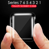 Series6 Cover for Apple Watch Case 7 6 SE 5 4 3 2 41MM 45MM 42MM 38MM Clear TPU Screen Protector for iWatch 7 6 5 4 3 44MM 40MM