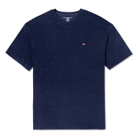 TOMMY 熱銷刺繡Logo素面毛巾布短袖T恤-深藍色