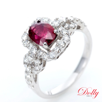 【DOLLY】1克拉 GRS無燒緬甸紅寶石18K金鑽石戒指(022)