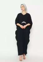 Urban Exchange Urban Exchange Saira Kaftan Hitam- Gamis Kaftan Hitam Lengan 3/4 Warna Black