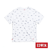 EDWIN 滿版LOGO印花短袖T恤-男款 白色