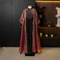 Dumma.id - Pakaian Wanita Melinda Set Outer Lady Velvet Bludru + Outer Organza Aksen Swaroski Setela