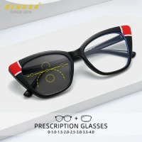 BLMUSA Vintage Cat Eye Reading Glasses for Women Photochromic Multifocal Glasses Anti Blue Ray Progressive Prescription Glasses