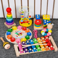嬰兒童繞珠益智力動腦玩具積木男孩女孩0寶寶1-2-3周歲早教串珠子