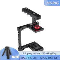 HDRIG Camera Cage Rig Kit with Top Cheese Handle Grip for Canon M50 80D Nikon D7000 A7II GH5 5D MarkII