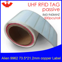 RFID tag UHF sticker Alien 9962 EPC printable copper label 915mHiggs9 500pcs free shipping long range adhesive passive RFID labe