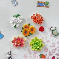 Resin Flower Refrigerator Magnet Resin Refrigerator Magnetic Sticker Simulation Plant Flower 3D Ster