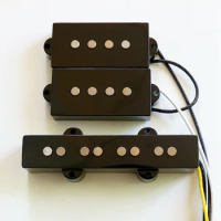 Donlis 1Set 60's Vintage Alnico 5 Fiber Plate P and Jazz Bridge Bass Pickup In Black/Ivory Color For 4 string Bass Parts