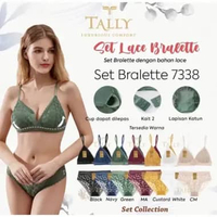 Tally Set Lace Bralette K7338 - Set Bra Underwear Hijau Tua