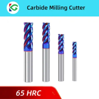 65 HRC Carbide End Mill 4 Flute CNC Milling Face Cutter solid Endmill Blue Coating Tungsten Carbide Milling Cutter