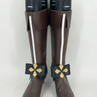 Tenten Kakumei Anisphia Wynn Palettia Cosplay Costume Shoes Brown Handmade Faux Leather Boots
