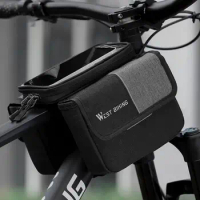 1Pc Bicycle Top Tube Bag Large Capacity Waterproof Bike Rack Bag Touch Screen Phone Pouch Ideal Bicycle Front Frame Bag for Mtb