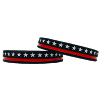 300pcs Motivational THIN RED LINE Silicone Bracelets Rubber Wristbands Free Shipping by DHL