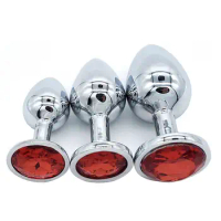3 Pcs/Set Stainless Steel Smooth Big Anal Plug Butt Plug With Removable Crystal Metal Anal BDSM Fidget Sex Toys For Men Women