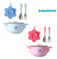 Babyhood 世紀寶貝 不銹鋼兒童餐具3件組(藍色/粉色)【六甲媽咪】