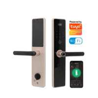 Safety Anti-Theft Smart Home Tuya WiFi Aluminum Door Lock Digital Fingerprint Handle Electronic Keyless Lock