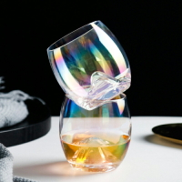 金邊透明網紅日式富士山玻璃杯創意雪山威士忌酒杯冰山洋酒杯水杯
