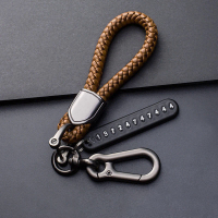 Fashion Mens Car Key Chain Key Ring Female Simple Key Lanyard Pendant Anti-lost Mobile Phone Number
