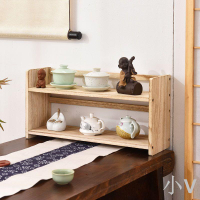 桌面實木茶杯架小型桌上博古架紫砂壺茶具茶寵茶葉罐收納置物架子