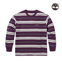 Timberland 中性款暗紫色長袖條紋T恤|A5Z4KEG9