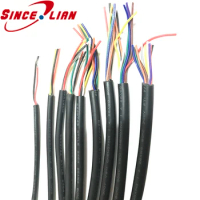26AWG 28 AWG Signal Cable RVV 2/3/4/5/6/7/8/9/10 Cores TC Copper Conductor Electric RVV Black Sheathed Mounting Wire
