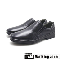 WALKING ZONE(男)SUPERMAN系列 方頭車縫紋減壓皮鞋 男鞋-黑色