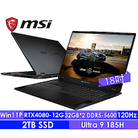 MSI微星 Stealth 18 MercedesAMG A1VHG-043TW 18吋輕薄電競筆電(Intel Core Ultra 9/64G/2T SSD/RTX 4080-12G/W11P)