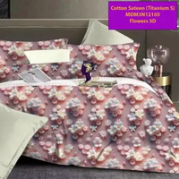 Madamel Set sprei/Set sprei dan bedcover Cotton sateen Flowers 3D- Titanium S. Set Sprei 200x200x30c